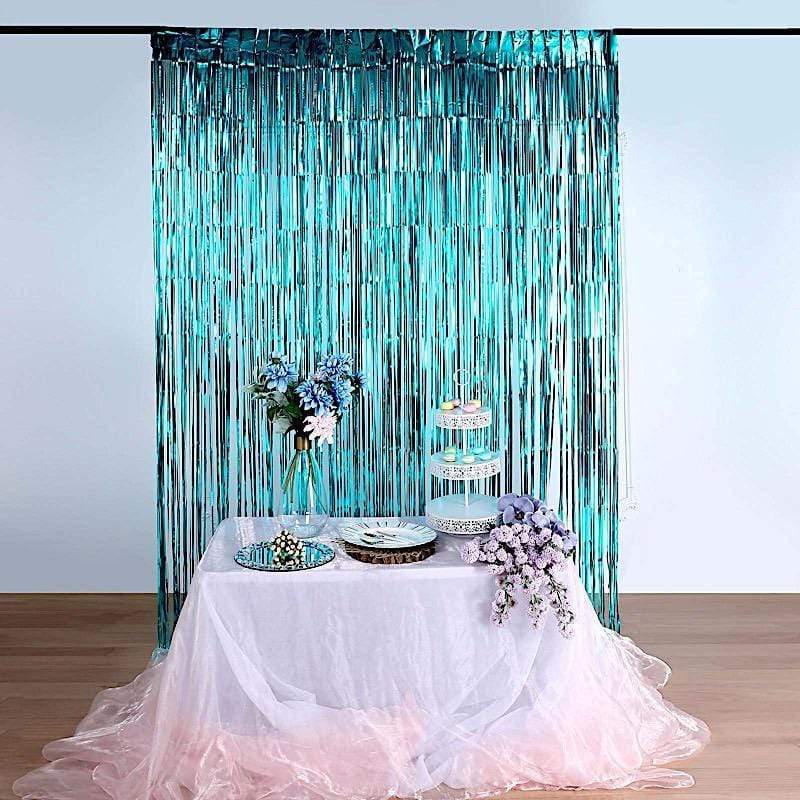 3 ft x 8 ft Sparkling Metallic Foil Fringe Curtain
