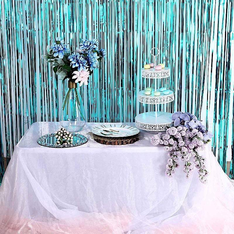 3 ft x 8 ft Sparkling Metallic Foil Fringe Curtain