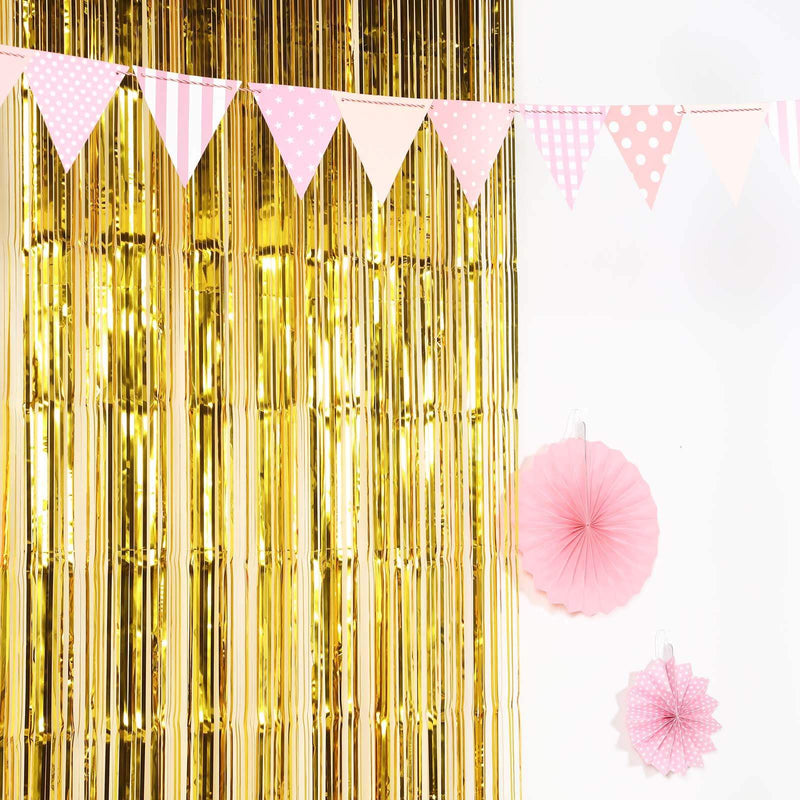 3 ft x 8 ft Sparkling Metallic Foil Fringe Curtain