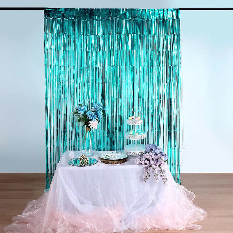3 ft x 8 ft Sparkling Metallic Foil Fringe Curtain