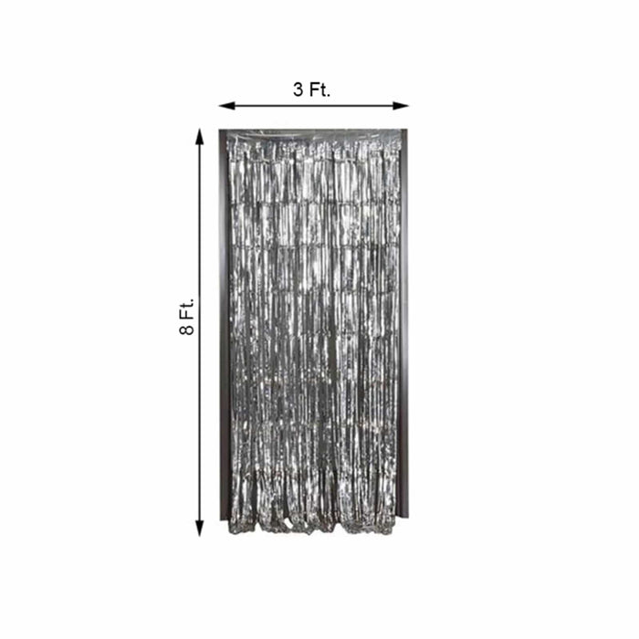 3 ft x 8 ft Sparkling Metallic Foil Fringe Curtain