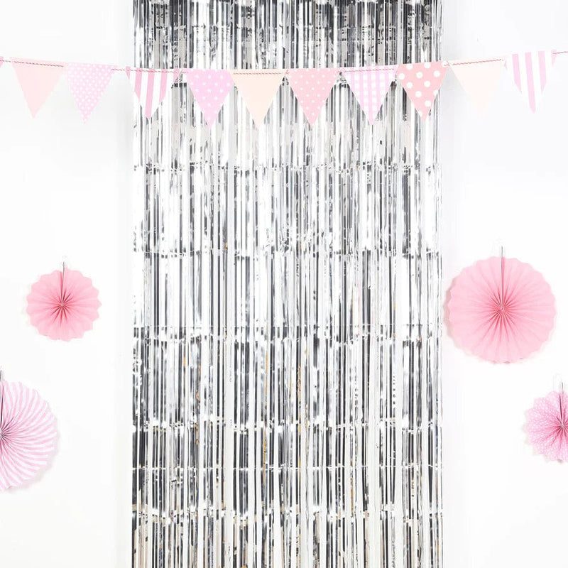 3 ft x 8 ft Sparkling Metallic Foil Fringe Curtain