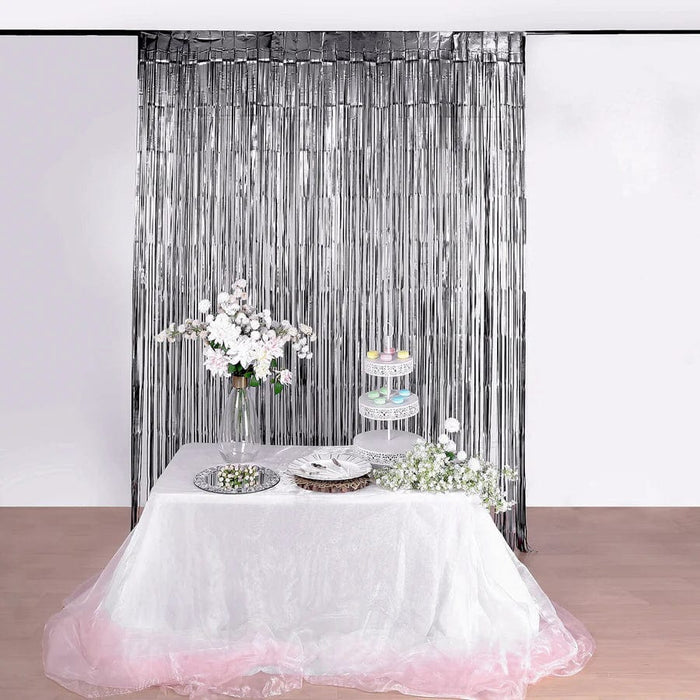 3 ft x 8 ft Sparkling Metallic Foil Fringe Curtain CUR_PVC01_044M