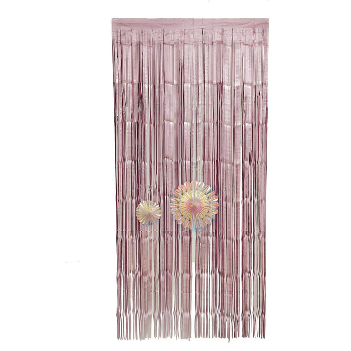 3 ft x 8 ft Sparkling Metallic Foil Fringe Curtain CUR_PVC01_080