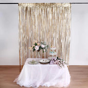 3 ft x 8 ft Sparkling Metallic Foil Fringe Curtain CUR_PVC01_GOLDM