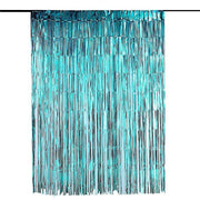 3 ft x 8 ft Sparkling Metallic Foil Fringe Curtain CUR_PVC01_TURQ