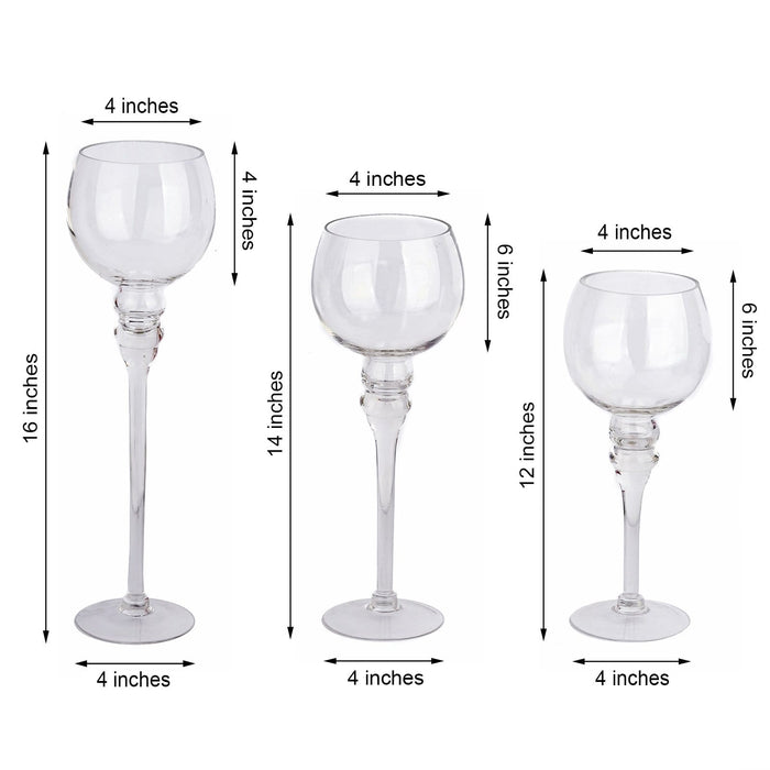 3 Glass Globe Candle Holders Wedding Vases Centerpieces - Clear VASE_A25