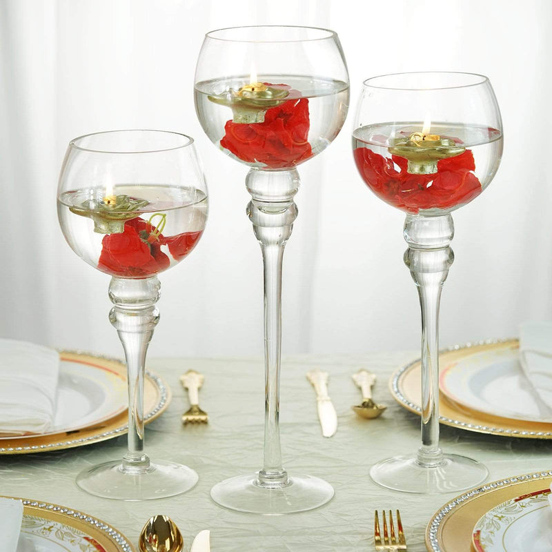 3 Glass Globe Candle Holders Wedding Vases Centerpieces - Clear VASE_A25
