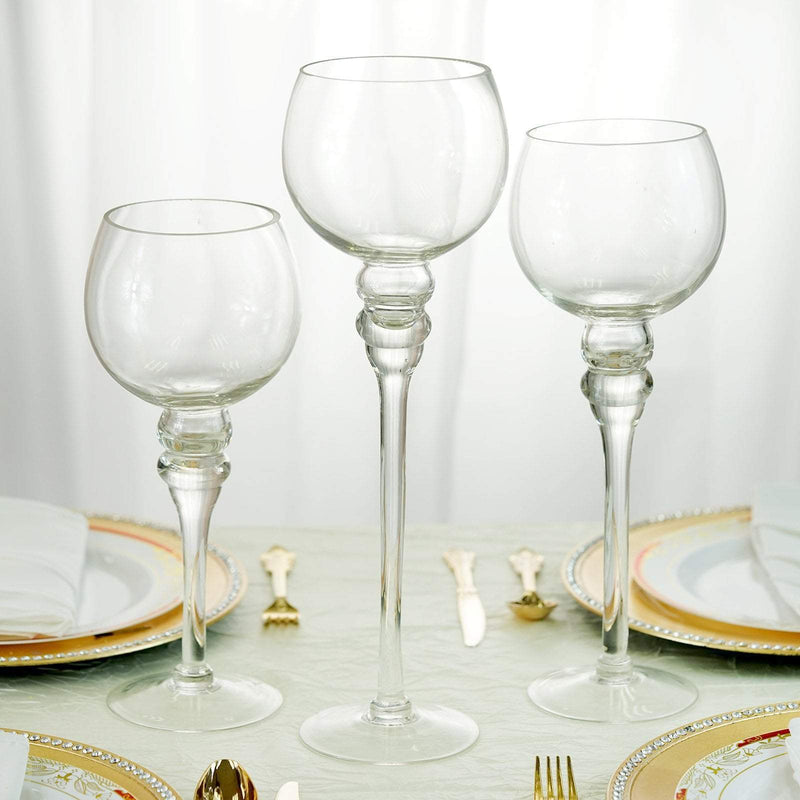 3 Glass Globe Candle Holders Wedding Vases Centerpieces - Clear VASE_A25