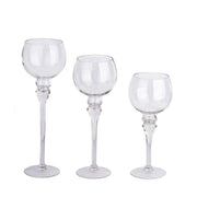 3 Glass Globe Candle Holders Wedding Vases Centerpieces - Clear VASE_A25