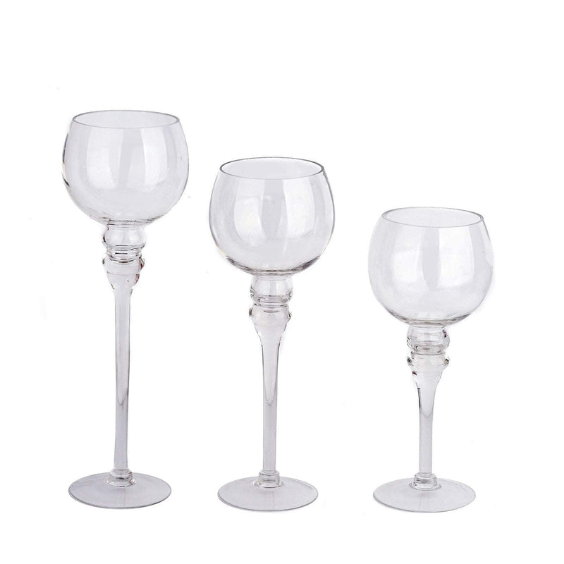3 Glass Globe Candle Holders Wedding Vases Centerpieces - Clear VASE_A25