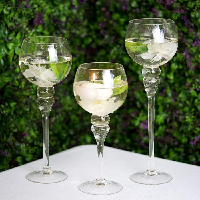3 Glass Globe Candle Holders Wedding Vases Centerpieces - Clear VASE_A25