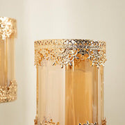 3 Lace Design Metal with Glass Votive Candle Holders Centerpieces - Antique Gold CHDLR_CAND_025_SET_GOLD