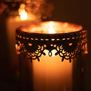 3 Lace Design Metal with Glass Votive Candle Holders Centerpieces - Antique Gold CHDLR_CAND_025_SET_GOLD