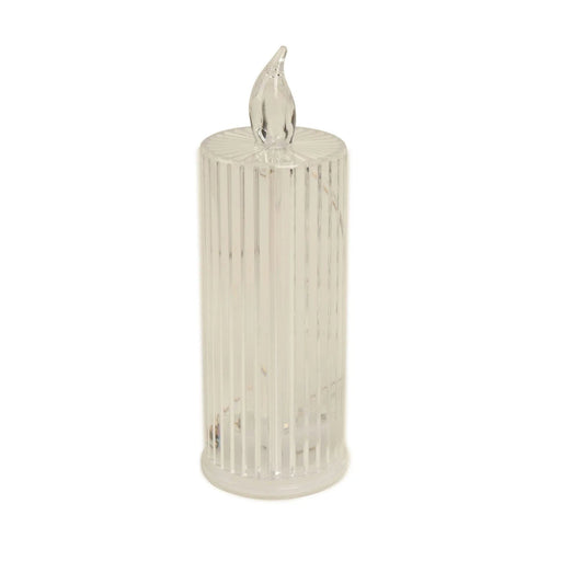 3 LED Candles 6" Battery Operated Diamond Pillar Candle Lights - Warm White LED_CAND_PL08_CLR