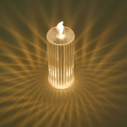 3 LED Candles 6" Battery Operated Diamond Pillar Candle Lights - Warm White LED_CAND_PL08_CLR
