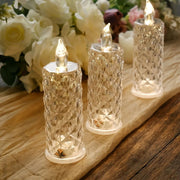 3 LED Candles 6" Battery Operated Rose Halo Pillar Candle Lights - Warm White LED_CAND_PL07_CLR