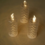 3 LED Candles 6" Battery Operated Rose Halo Pillar Candle Lights - Warm White LED_CAND_PL07_CLR