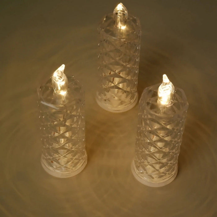 3 LED Candles 6" Battery Operated Rose Halo Pillar Candle Lights - Warm White LED_CAND_PL07_CLR