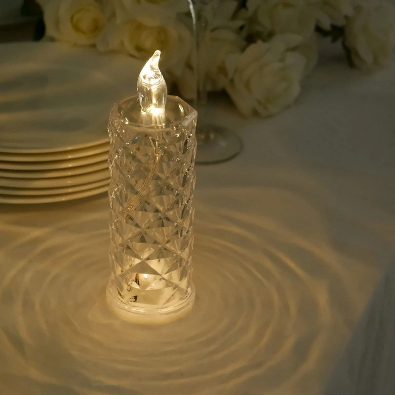 3 LED Candles 6" Battery Operated Rose Halo Pillar Candle Lights - Warm White LED_CAND_PL07_CLR