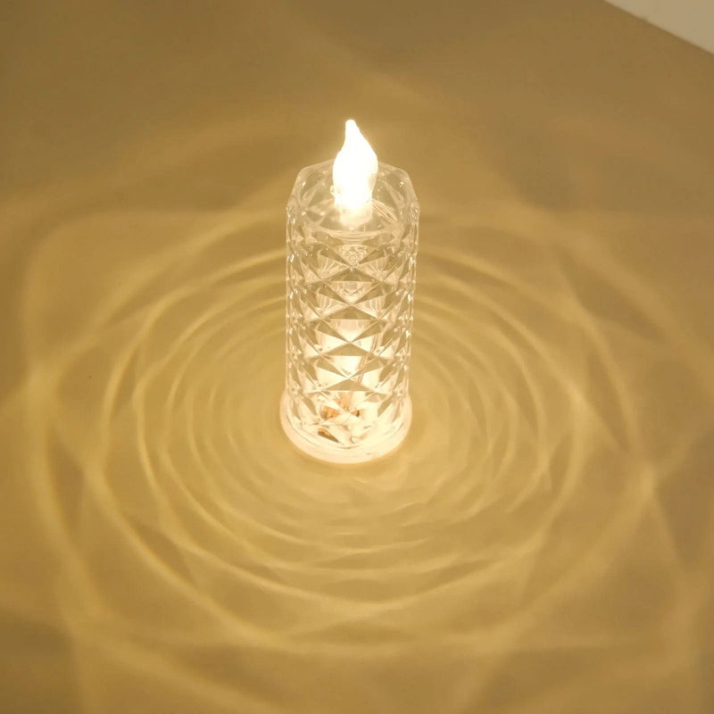 3 LED Candles 6" Battery Operated Rose Halo Pillar Candle Lights - Warm White LED_CAND_PL07_CLR