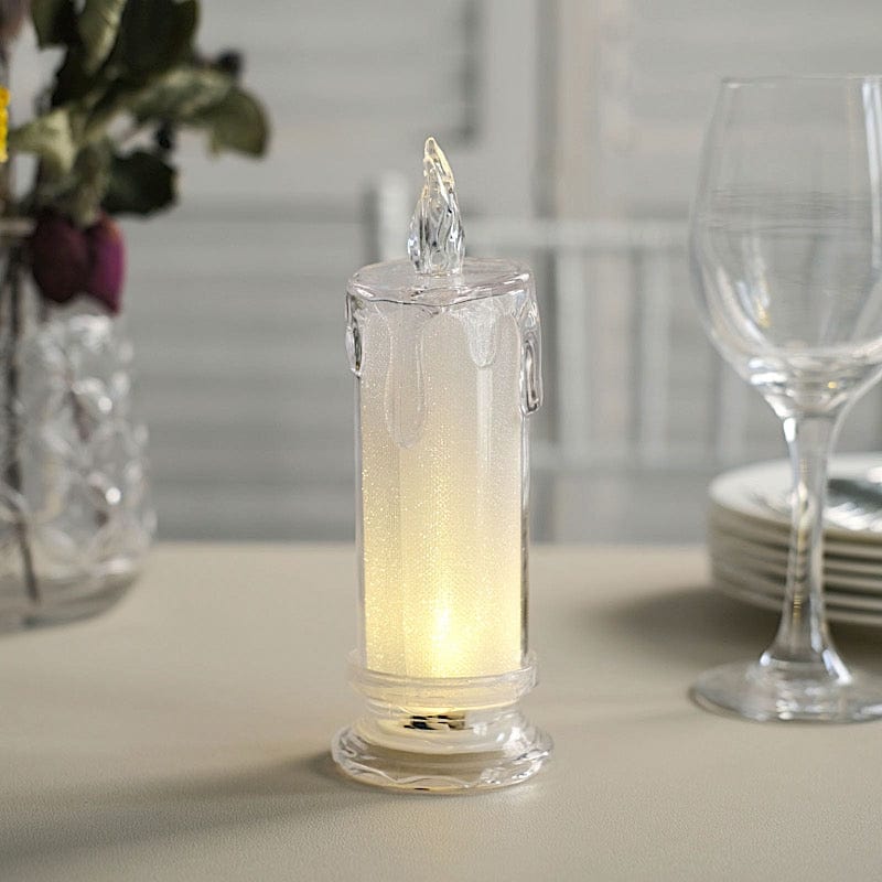 3 LED Candles 7" Battery Operated Flameless Pillar Candle Lights - Warm White LED_CAND_PL05_CLR