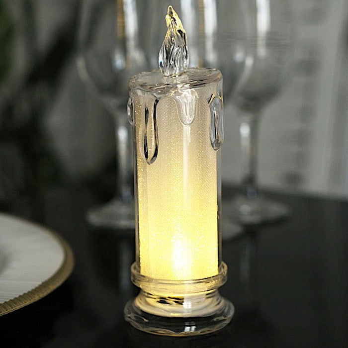 3 LED Candles 7" Battery Operated Flameless Pillar Candle Lights - Warm White LED_CAND_PL05_CLR