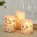 3 LED Candles Battery Operated Birch Bark Design Pillar Lights - Warm White LED_CAND_PL07_SET_NAT