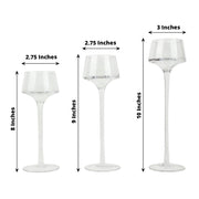 3 Long Stem Glass Pedestal Table Vases Candle Holders - Clear VASE_A73_SET_CLR