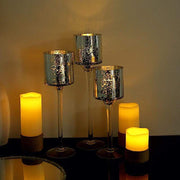 3 Long Stem Mercury Glass Vases Candle Holders