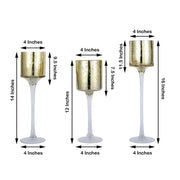 3 Long Stem Mercury Glass Vases Candle Holders