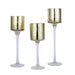 3 Long Stem Mercury Glass Vases Candle Holders - Clear with Gold VASE_A24_GOLD