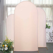 3 Matte Fitted Spandex Round Top Wedding Arch Backdrop Stand Covers Set