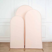 3 Matte Fitted Spandex Round Top Wedding Arch Backdrop Stand Covers Set
