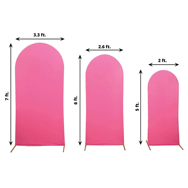 3 Matte Fitted Spandex Round Top Wedding Arch Backdrop Stand Covers Set