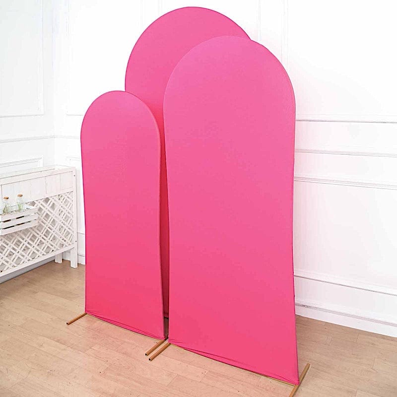 3 Matte Fitted Spandex Round Top Wedding Arch Backdrop Stand Covers Set