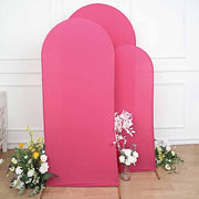 3 Matte Fitted Spandex Round Top Wedding Arch Backdrop Stand Covers Set
