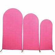 3 Matte Fitted Spandex Round Top Wedding Arch Backdrop Stand Covers Set