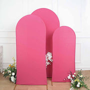 3 Matte Fitted Spandex Round Top Wedding Arch Backdrop Stand Covers Set