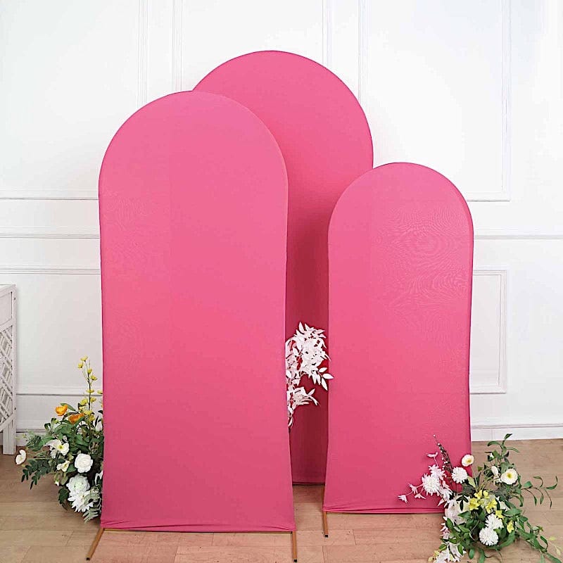 3 Matte Fitted Spandex Round Top Wedding Arch Backdrop Stand Covers Set