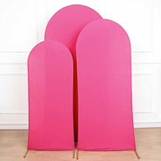 3 Matte Fitted Spandex Round Top Wedding Arch Backdrop Stand Covers Set