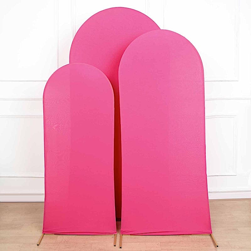 3 Matte Fitted Spandex Round Top Wedding Arch Backdrop Stand Covers Set