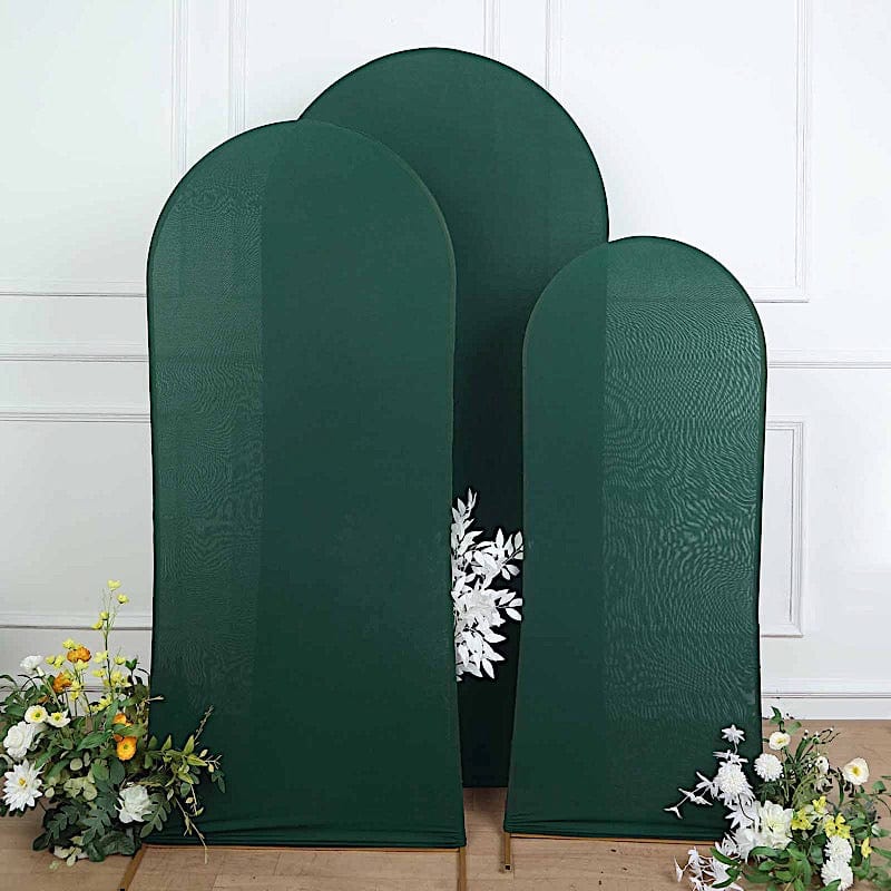 3 Matte Fitted Spandex Round Top Wedding Arch Backdrop Stand Covers Set