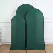 3 Matte Fitted Spandex Round Top Wedding Arch Backdrop Stand Covers Set