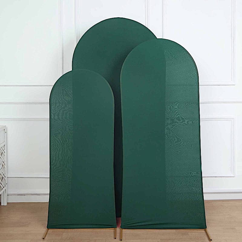 3 Matte Fitted Spandex Round Top Wedding Arch Backdrop Stand Covers Set