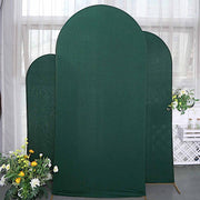 3 Matte Fitted Spandex Round Top Wedding Arch Backdrop Stand Covers Set