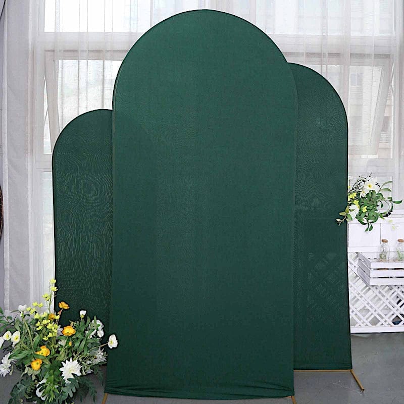3 Matte Fitted Spandex Round Top Wedding Arch Backdrop Stand Covers Set