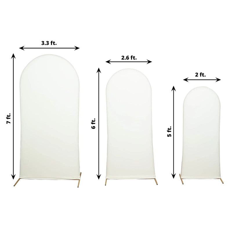 3 Matte Fitted Spandex Round Top Wedding Arch Backdrop Stand Covers Set