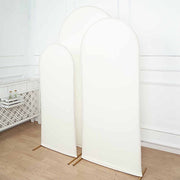 3 Matte Fitted Spandex Round Top Wedding Arch Backdrop Stand Covers Set