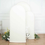 3 Matte Fitted Spandex Round Top Wedding Arch Backdrop Stand Covers Set
